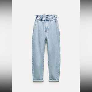 Zara high waisted paperbag baggy black jean